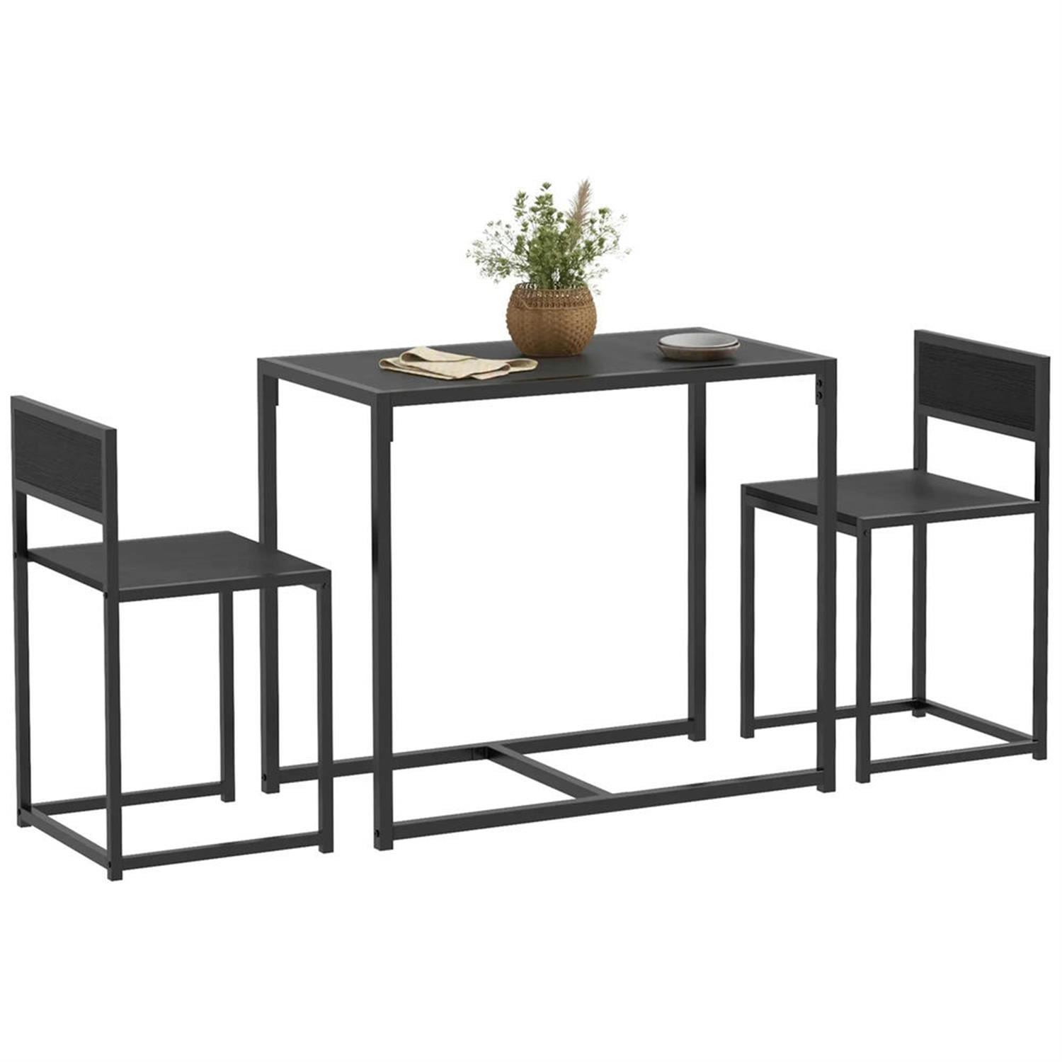 Demi Bonn 3 Piece Dining Table Set for Small Spaces,dustrial Kitchen Table and Chairs for 2 Dining Room Set with Chairs Home Furniture Rectangular, Black