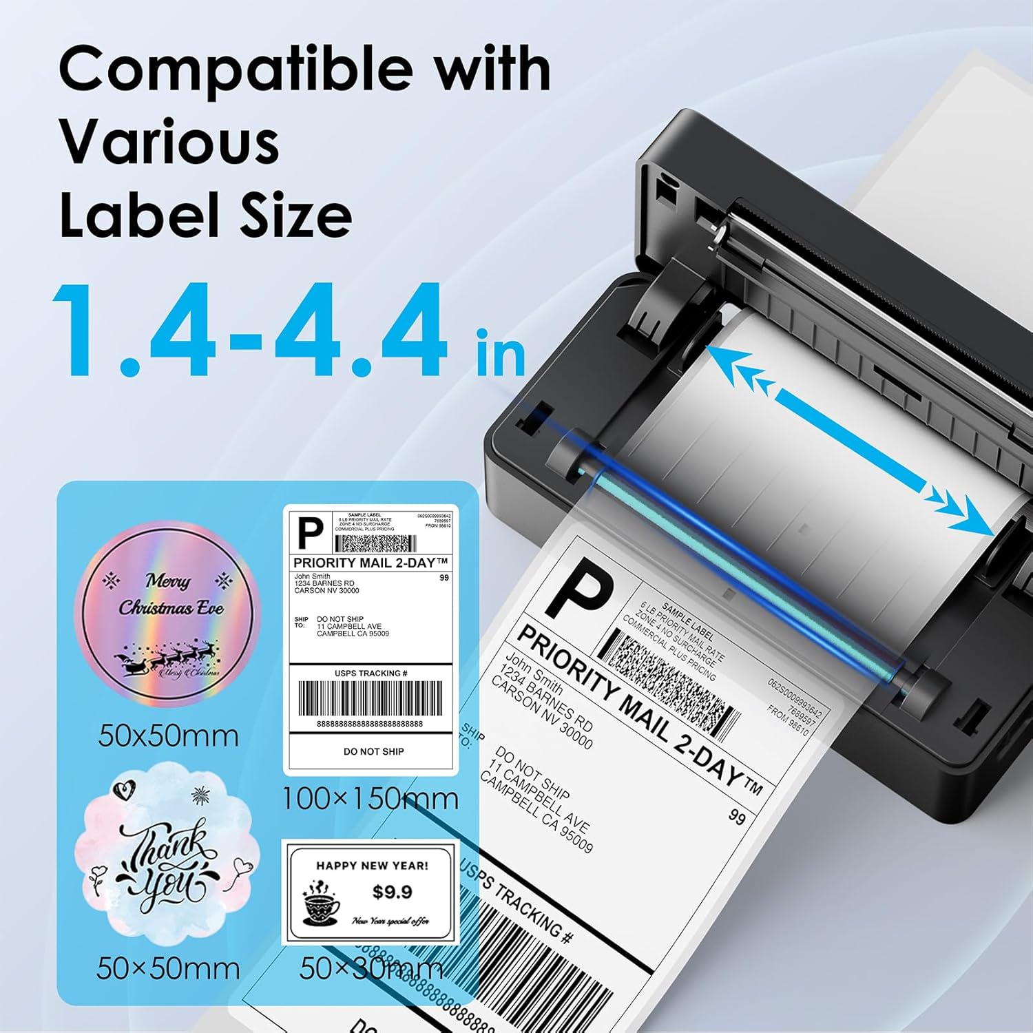 Shipping Thermal Label Printer, 4x6 Portable Label Printer, Bluetooth Label Maker for Small Business, Support iPhone,Android,Windows,Mac,Chromebook,Works with USPS, Etsy,Shopify&More, Black