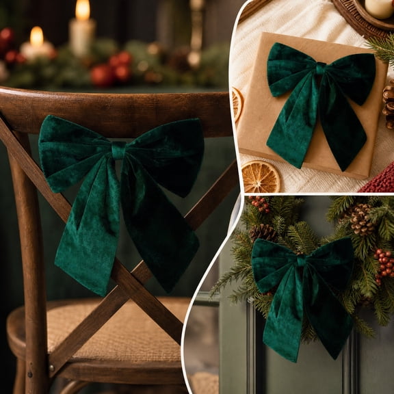 JHRGJIO Christmas Bow Decoration, Velvet Christmas Tree Bows Hanging Decor, Suitable For Christmas Trees Wreaths Door Wall Decorations And Festive Home Party Arrangements