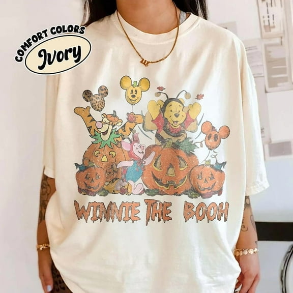 Vintage Winnie the Pooh Halloween Shirts, Vintage Disney Tee, Cute Fall Disney Tigger Piglet Pumpkin Shirt, Spooky Season Tee