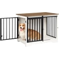 thumbnail image 2 of Hzuaneri Dog Crate Furniture with Barn Door, 31.9" Heavy Duty Wooden Kennel for Small Medium Dogs, Farmhouse Style, White Brown, 2 of 7