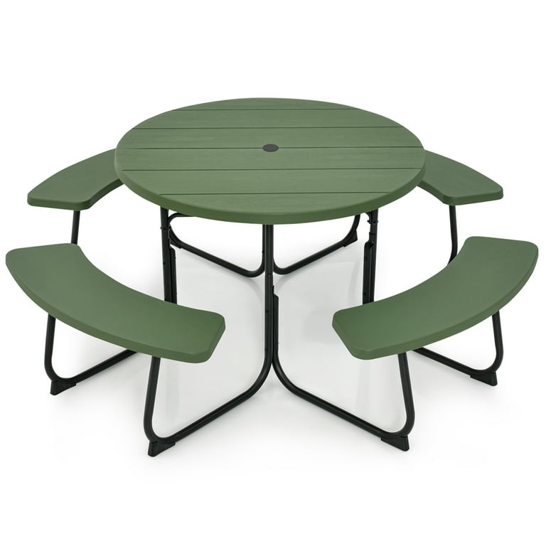 Costway 8-Person Outdoor Picnic Table Set with Benches, Umbrella