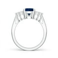 thumbnail image 2 of ANGARA Natural 2 ct Blue Sapphire Cocktail Ring with Trio Diamond Accents in 14K White Gold for Women (Size-9x7mm) | September Birthstone, Anniversary, Jewelry Gift for Women | Natural Sapphire Ring, 2 of 8