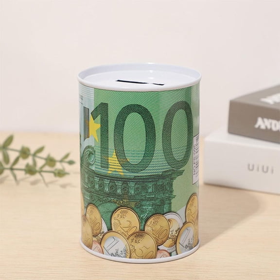 Euro Dollar Money Box Safe Cylinder Piggy Bank Banks For Deposit Boxes New