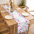 thumbnail image 3 of Table Runner 108 Inches Long for Kitchen Dining, Blue Pink Flowers Dresser Scarf Farmhouse, Dining Table Decorations for Wedding/Parties, Spring Garden Floral Watercolor 13 x 108 In, 3 of 8