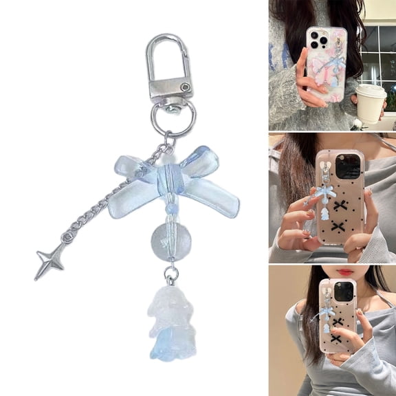 AOOOWER Bowknot Flower Bead Charm Keychain Backpack Decoration Jewelry for Women Girls