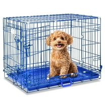 Homey Pet 30 Inch Medium Dog Crate, Royal Blue Dog Cage Small, Foldable Inside Dog Kennel Nano-Coated Metal Wire Dog Crates with Removable Floor Grid Tray, Double Doors Dual Locks, Portable Handle