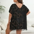 thumbnail image 5 of CFLVAEK Plus Size Womens Summer Beach Cover Up Elegant Lace Mesh Cover Ups for Swimwear Loose Fit V Neck Short Sleeve Bathing Suit Coverups Free Size, 5 of 7