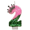 thumbnail image 1 of Party Decorations, Pink Birthday Number Candle, Sparkly Sequin Green Cake Toppers With Rhinestone Crown Design for Birthday Party Decorations Anniversary Wedding, Crown M Number 2, 1 of 5