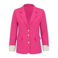 thumbnail image 4 of Blazer for Women, Yigetop Women's Casual Solid Color Suit Jacket Lapel Keep Warm and Slim Loose Long Sleeve Fashion Cardigan Coat Fitted Blazers for Women Hot Pink S, 4 of 9