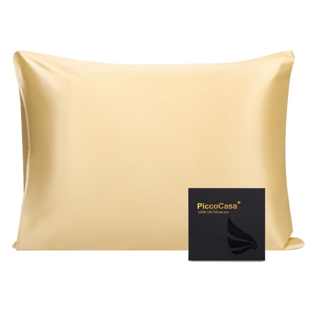 Funda de almohada de seda de 550 hilos PiccoCasa, Champagne King (20"x36")