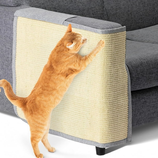 Rascador para Gatos - Protector para Esquina de sofá o sillón - Afilador de uñas de sisal para Mascotas - para el Lado Derecho en Gris
