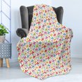 thumbnail image 4 of Fiesta Soft Flannel Fleece Throw Blanket, Abstract Sombrero and Maracas Pattern Geometric Star Design Colorful Illustration, Cozy Plush for Indoor and Outdoor Use, 60" x 80", Multicolor, by Ambesonne, 4 of 5