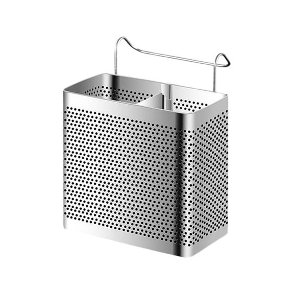 Stainless Steel Utensil Drying Rack Kitchen Countertop Silver Cutlery Holder Sink Drain Organizer for Chopsticks Spoons Knives Forks Kitchen Storage Solution 1 Pack