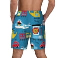 thumbnail image 3 of Sigee Transportations With Cute Animals Print Mens Swim Trunks with Compression Liner Quick Dry Swim Stretch Beach Shorts with Pockets,S-3XL, 3 of 7