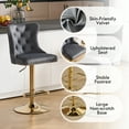 thumbnail image 4 of Velvet Gold Bar Stools Set of 4 Modern Counter Height Bar Stools with Lion Pull Ring Tufted High Back, Nailhead Upholstered Barstools for Home Kitchen, Swivel Adjustable Stool Chair in Dark Grey, 4 of 8