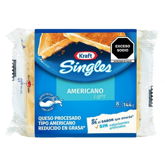 Queso tipo americano Kraft Singles light 144 g