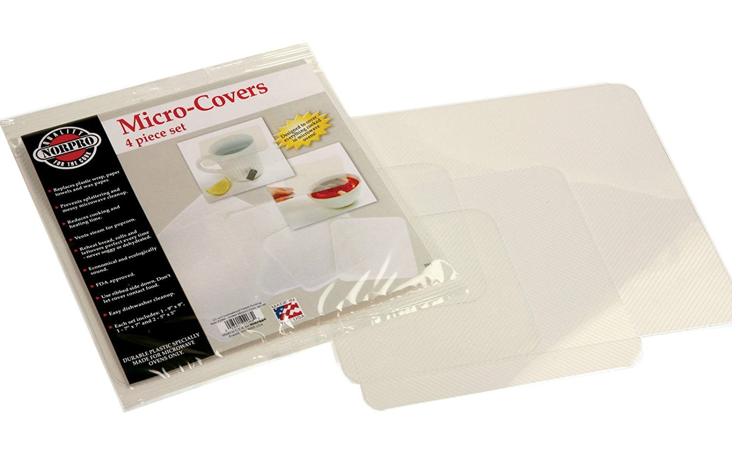 Norpro Clear MicroCovers Microwave Splatter Guard, 4 Piece Set