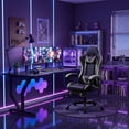 thumbnail image 2 of Frovlni Ergonomic Gaming Chair for Adults with Footrest, Reclining High Back PU Leather Office Computer Chair, Height Adjustable Headrest & Lumbar Support, Black & Gray, 2 of 9