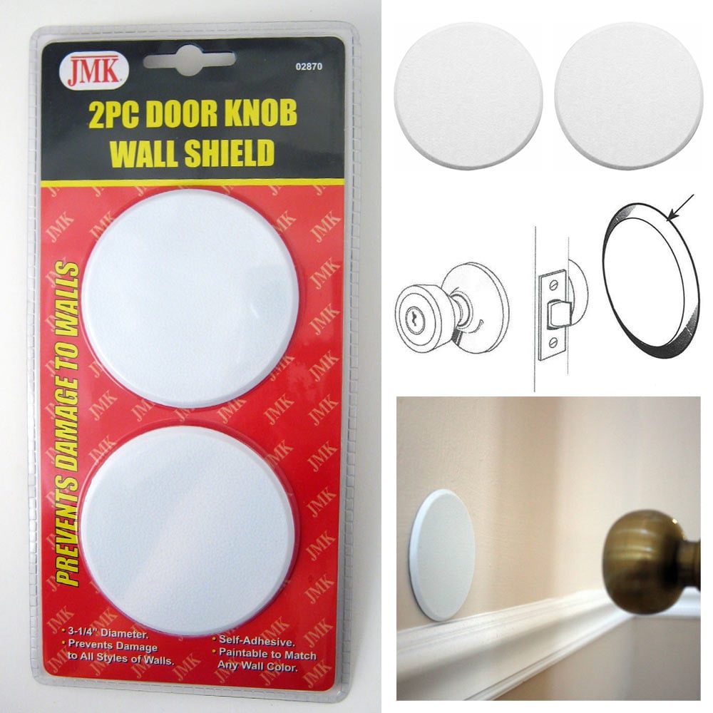 4 Wall Protector Door Knob Prevent Drywall Holes Dings White