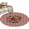thumbnail image 2 of Round Area Rug 3ft,Western Star Wreath Bless Home Washable Carpet Non-Slip Runner Accent Rugs Indoor Floor Mat for Bedroom Living Room Decor,Red Buffalo Plaid, 2 of 9