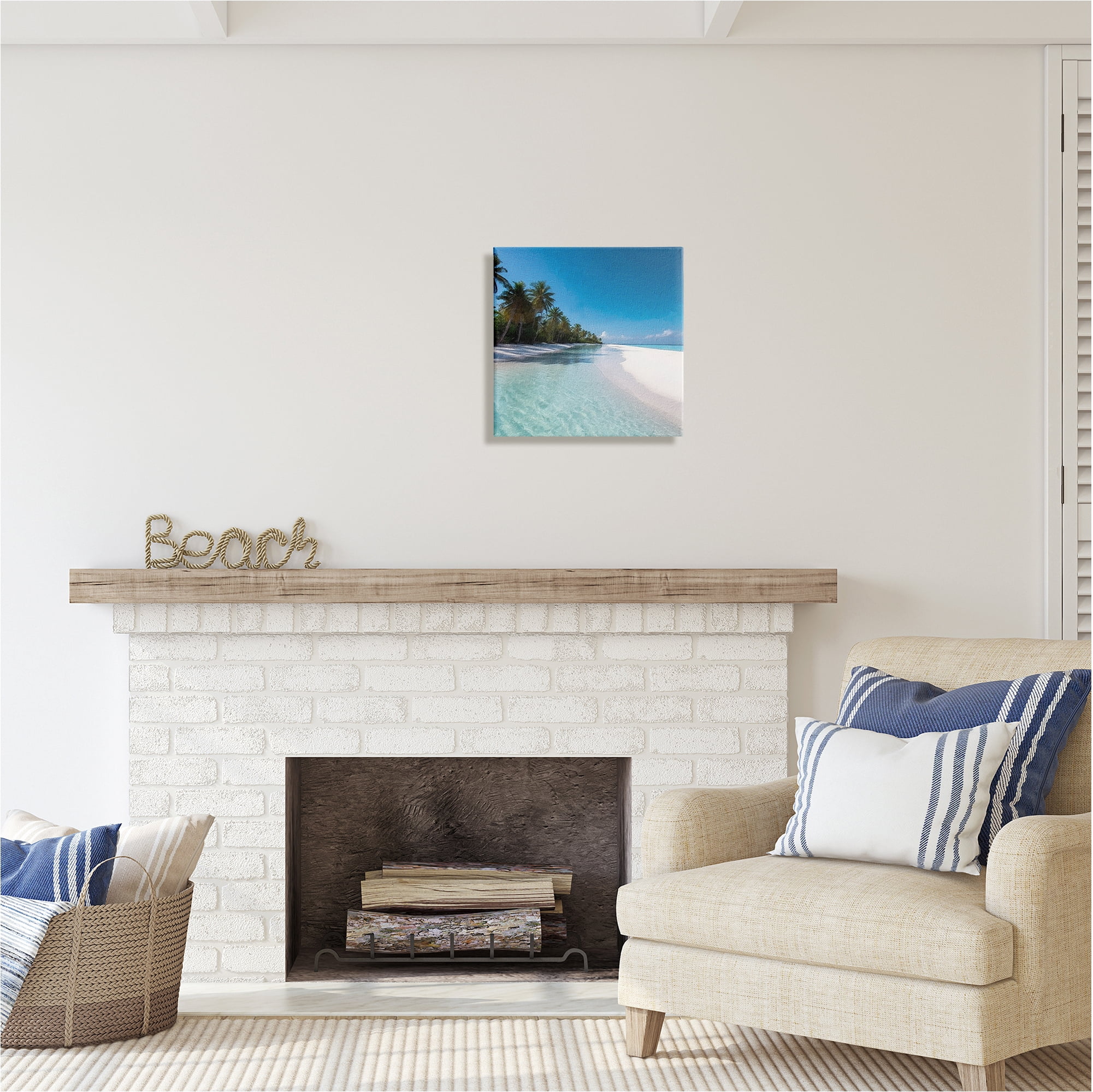 Stupell Industries Summer Tropical Beach Landscape Photography Gallery Wrapped Canvas Art Print Wall Art, 17 x 17
