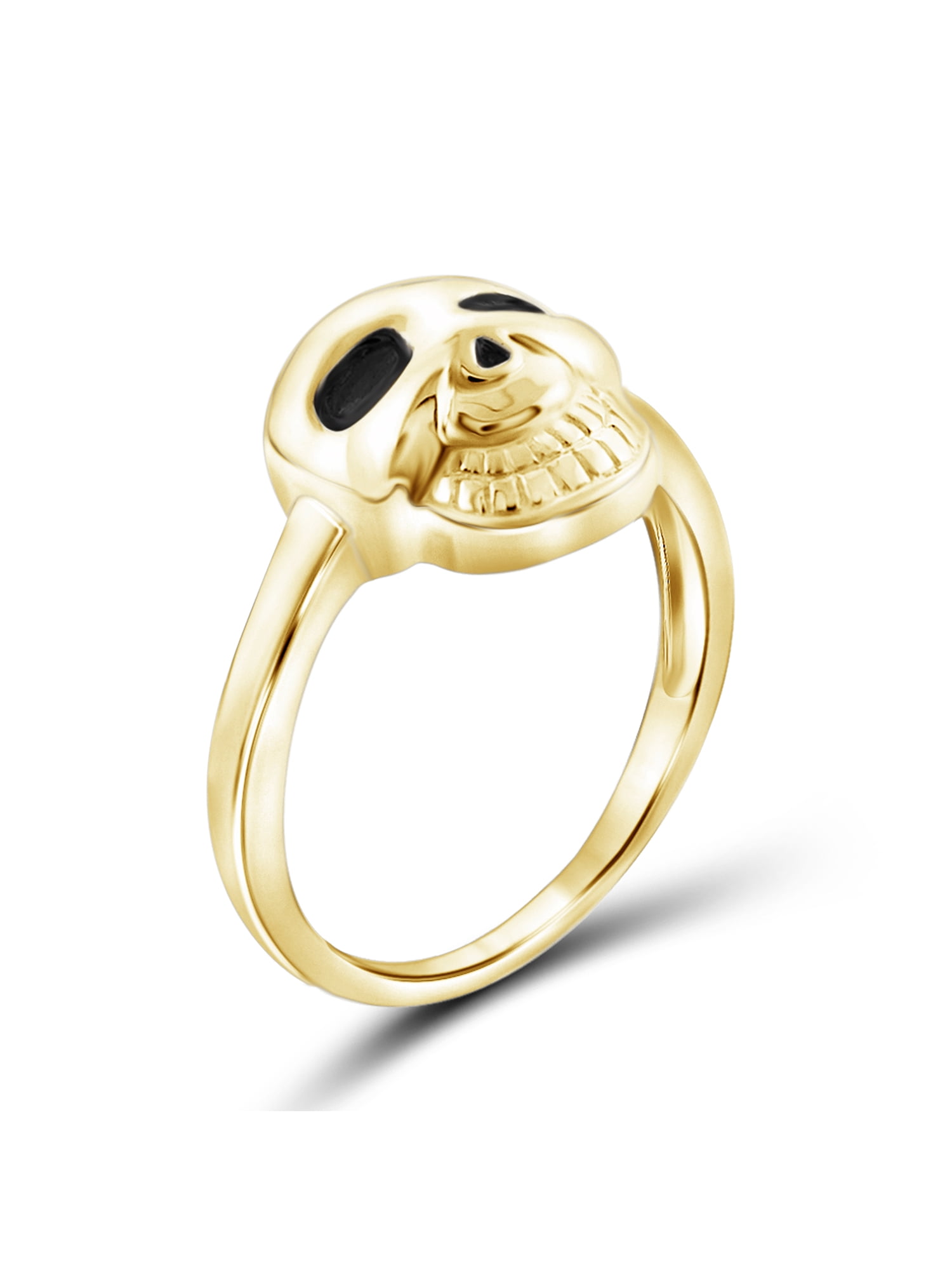 JewelersClub 14K Gold Plated Silver Skull Ring for Women | Dainty 14K Gold Plated Silver Promise Ring For Women | Silver Skull Ring For Women