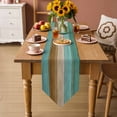 thumbnail image 5 of Table Runners 72 Inches Long, Teal Brown Wooden Cotton Linen Kitchen Dining Coffee Table Runner for Party Home Decor, Farmhouse Vertical Striped Art Tabletop Dresser Scarves Runner Decor 14x72 Inch, 5 of 9