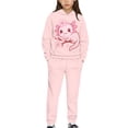 thumbnail image 2 of Uorisanigo Girls Boys Clothes Cute Axolotl Pink Long Sleeve Hooded Pullover Hoodies and Athletic Jogger Sweatpants with Pockets 2pcs Fall Winter Fashion Outfit Set, 2 of 7