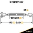 thumbnail image 2 of US Cargo Control 1 Inch x 24 Inch Jaw and Eye Galvanized Turnbuckle, Working Load Limit 10,000 Pounds, Uses: Tower, Suspension, Mining, Rigging, Tensioning, 2 of 2