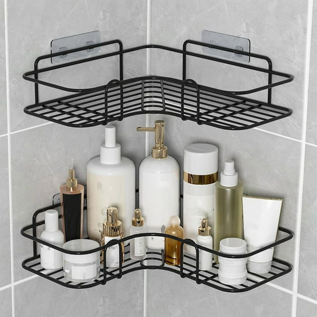 Dvkptbk Non Perforated Bathroom Storage Rack Wall Mounted Toilet Bathroom Sink Washbasin Double-Layer Storage Basket Bathroom Storage Rack Bathroom Storage & Organization Storage & Organization