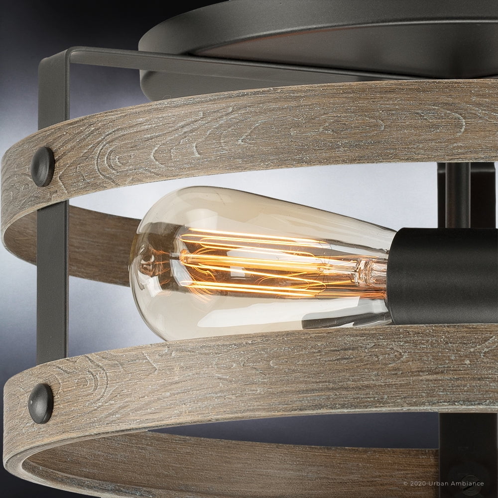 Luxury Farmhouse Ceiling Light, 6.5H x 14.375W, with Modern Farmhouse Style, Charcoal, UHP4041 by Urban Ambiance
