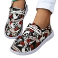 thumbnail image 2 of Holiday Low Top Walking Shoes For Women Halloween Ghost Pumpkin Print Elastic Lace Up Flat Canvas Casual Footwear Red 41, 2 of 7