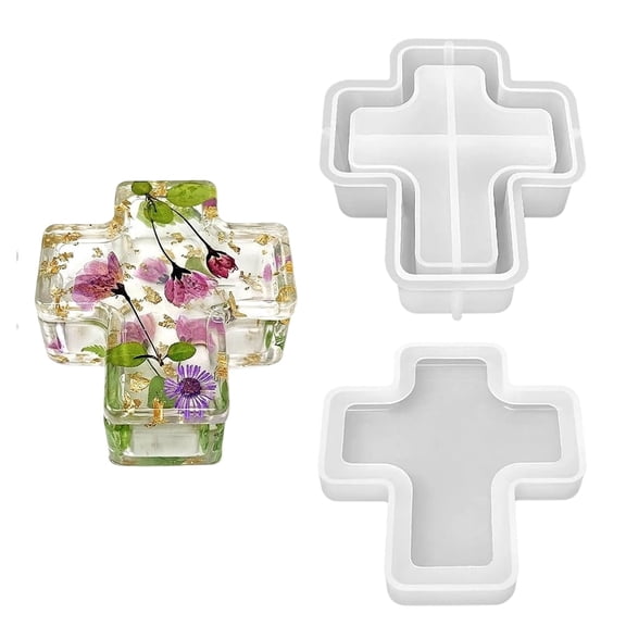 Januofit Cross Box Silicone Mold, Jar Storage Silicone Mold for Resin, Clay, Gypsum Casting