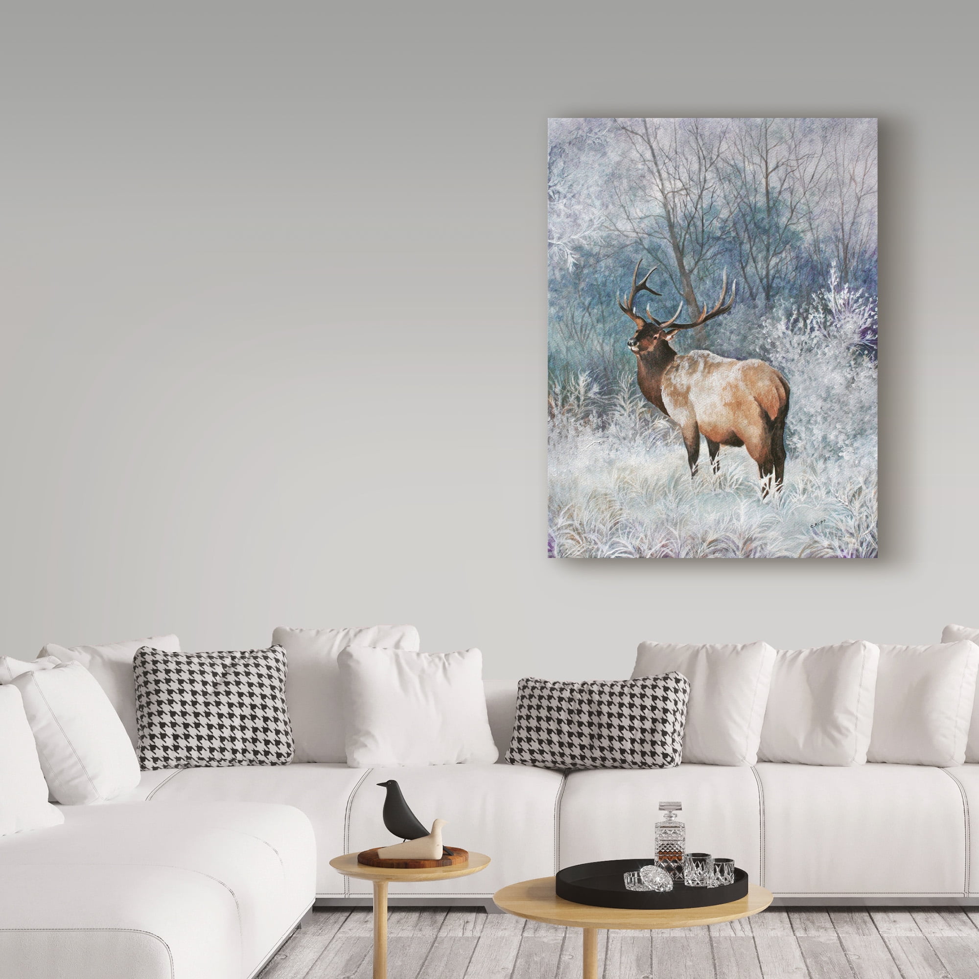 Trademark Fine Art 'Frosty Morning Elk' Canvas Art by Carol J Rupp