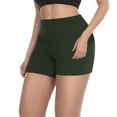 thumbnail image 2 of CFLVAEK Women's Bike Shorts with Pocket Plus Size High Waist Bike Short Quick Dry Workout Yoga Shorts Solid Color Stretch Biker Shorts Army Green XXXL, 2 of 7