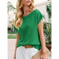 thumbnail image 5 of Short Sleeve Womens One Shoulder Sweater Tops Casual Loose Knit Going Out Shirt, 5 of 6