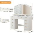 thumbnail image 7 of Tomnk woo 46" Fluted Vanity Desk with Mirror, Lights, Glass Top, 9 Drawers, Adjustable Brightness, White, 7 of 7