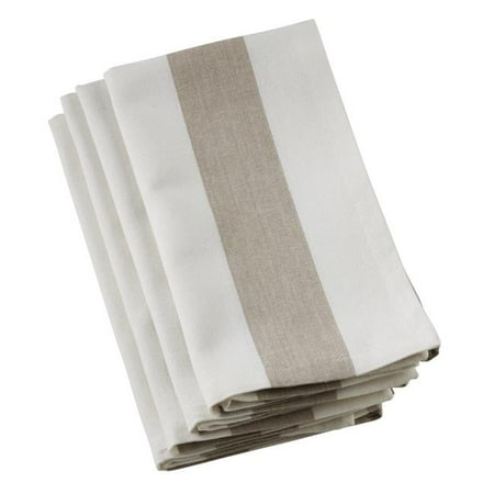 

SARO 8024.T20S 20 in. Square Cotton Napkins with Striped Design Taupe - Set of 4