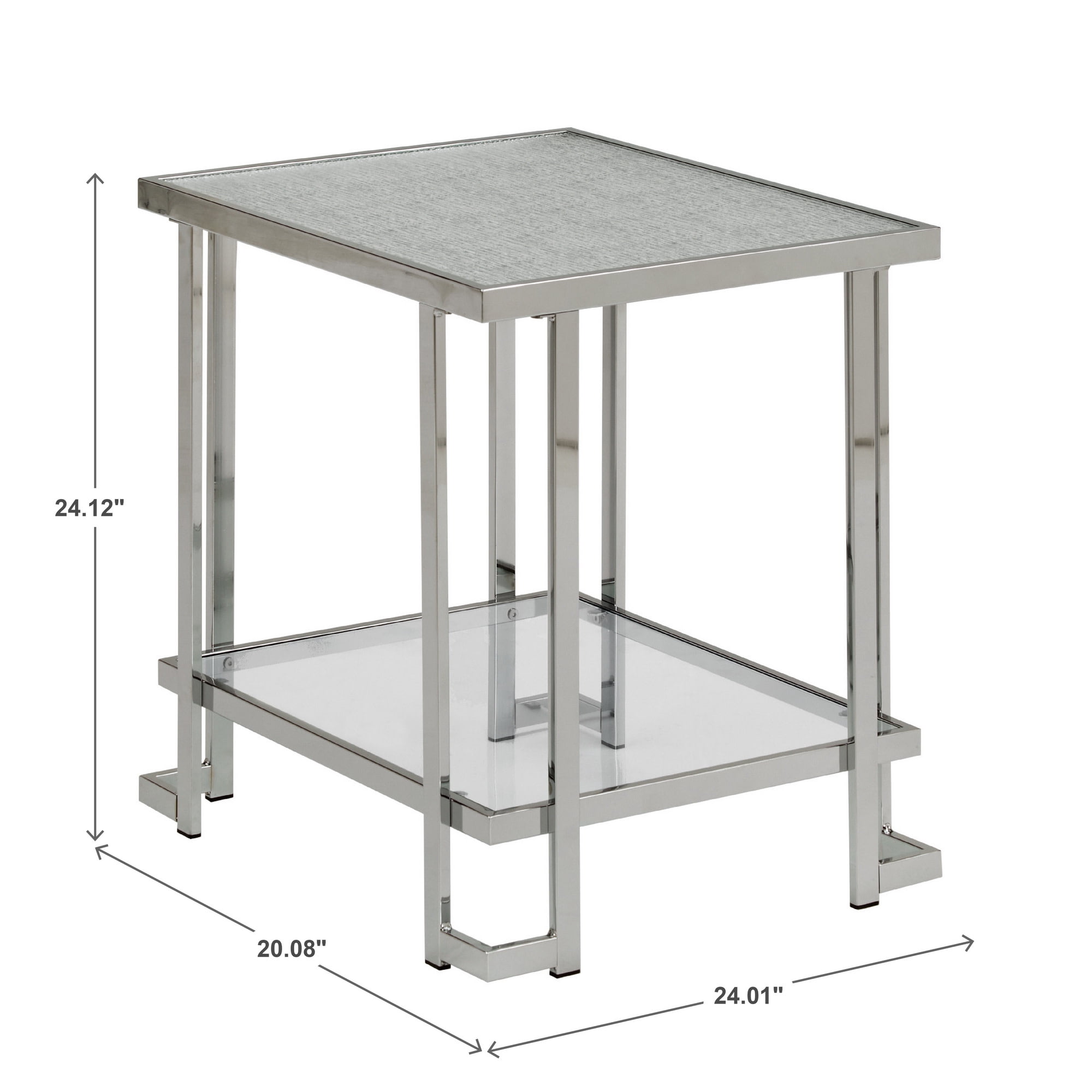 Weston Home Murray Chrome Finish End Table with Textured Glass Top