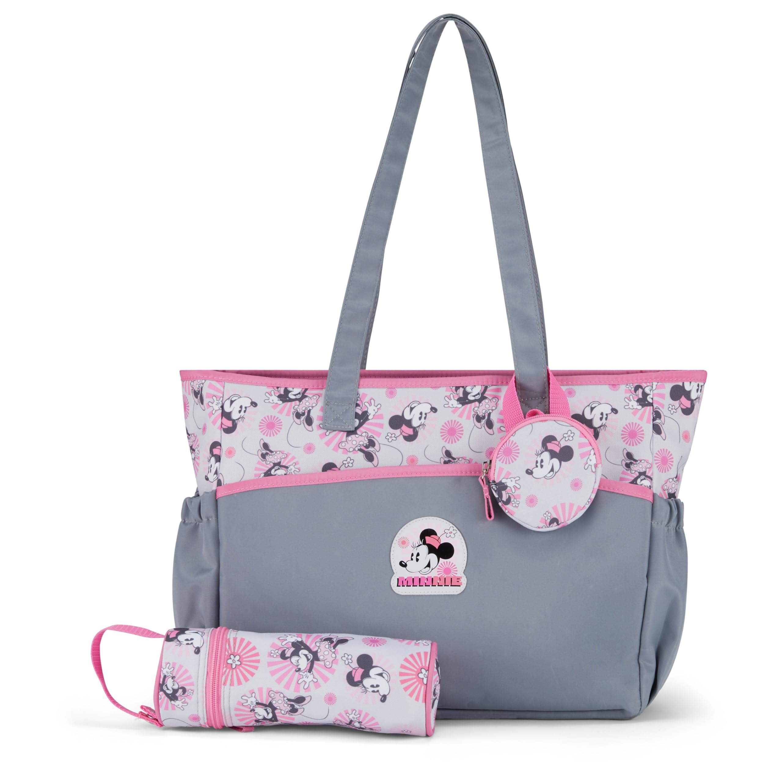 Disney Baby Multi Functional Travel Tote Diaper Bag with Changing Pad Minnie Pink Gray Walmart