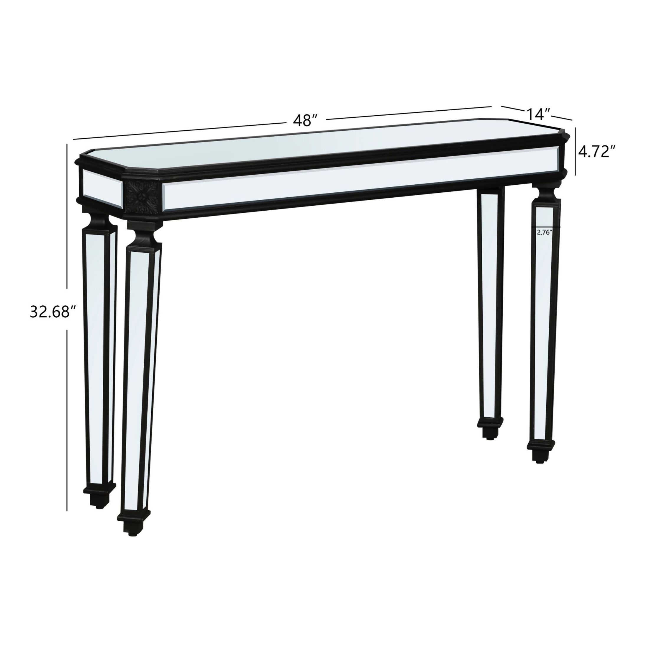 Noble House Black Mirror Console Table Vintage Wood Grain Carving Process Gorgeous and Noble for Entryway, Sofa Table,Living Room, Black+Silver
