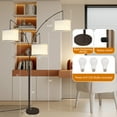 thumbnail image 4 of Lambaolom 80" 3-Lights Modern Dimmable Brown Arched Floor Lamp with Beige Drum, 4 of 7