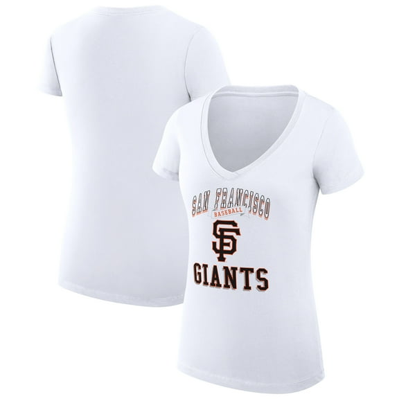 Women's G-III 4Her by Carl Banks White San Francisco Giants Super-Slim Fit Lightweight Team Logo Graphic V-Neck T-Shirt