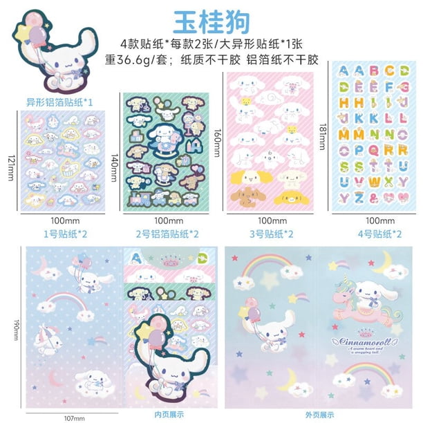 Pegatina de figura de dibujos animados de Hello Kitty para nevera, portátil, guitarra, equipaje, tarjeta de papel, mochila, juguete impermeable para niños, melodía, 4 Uds.