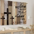 thumbnail image 3 of Farmhouse Brown Wooden Kitchen Curtains Rustic Country Barn Quotes Small Short Cafe Window Curtains Inspirational Jesus Bathroom Window Drapes Treatment Tier Curtains 2 Panels (27.5x39 Inch), 3 of 6