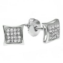 Dazzlingrock Collection 0.05 CT Round White Diamond Kite Stud Earrings For Men, Sterling Silver
