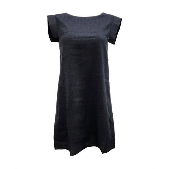 HoodLamb Women's Square Shoulder Hemp Dress 420, Black, Small