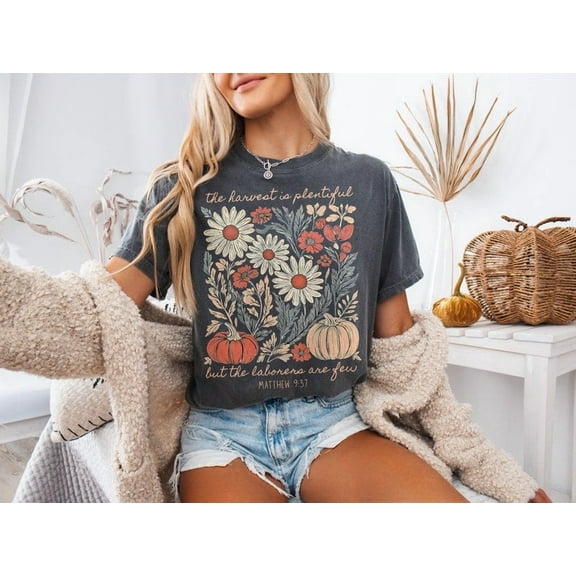 The Harvest Shirt Jesus Shirt Retro Mom Christian Fall Shirt Give Thanks To The Lord Shirt Coquette Christian Shirts, Christian Thanksgiving Shirt