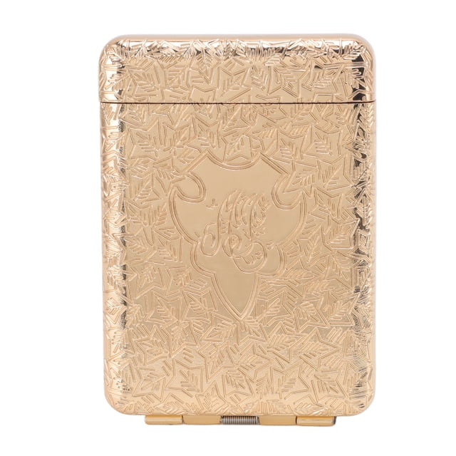 Estuche para cigarrillos retro dorado para 16 cigarrillos gruesos - Diseño estéreo en relieve portátil de 3 aberturas